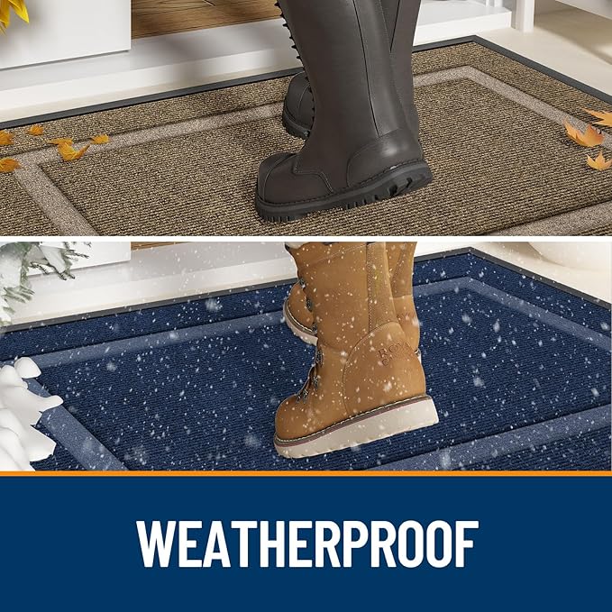 OLANLY Front Door Mat Indoor Outdoor Entrance, Waterproof All-Season, All-Weather Doormat, Sturdy Natural Rubber, Fade Resistant, Low Profile, Easy Clean Patio Porch Entryway Mat, 33x21, Wine Red