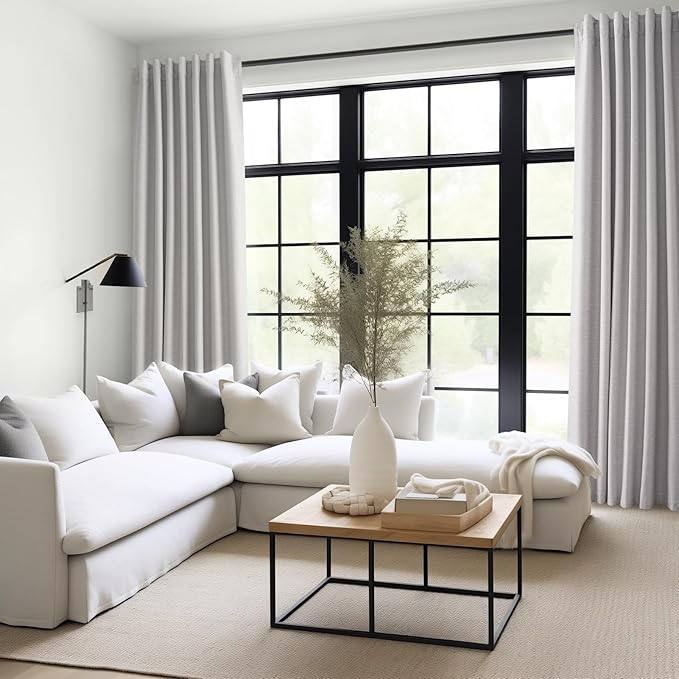 Topfinel 100% Blackout Curtains 96 Inches Long for Bedroom Heavy Thermal Modern Grey Curtains for Living Room Track System Window Treatments Room Darkening Drapes 8 Ft (40Wx96L 2 Panels)