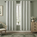 Boho Blackout Curtains 90 Inches Long Sage Green Linen Blend 2 Panels with Tassels and Cotton Embroidery, Farmhouse Vintage Rustic Rod Pocket Drapes for Living Room or Bedroom