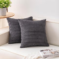 Pack of 2 Corduroy Decorative Throw Pillow Covers 26x26 InchSoft Striped Pillow Covers Modern Farmhouse Home Decor for Sofa Living Room Couch Bed（Dark Grey）