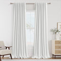 Guken White 100% Blackout Linen Curtains 52 Inch Wide by 114 Inch for Living Room Bedroom Back Tab/Rod Pocket Thermal Insulated Black Out Linen 2 Drapes Room Darkening Window Curtains