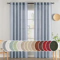 MIULEE Chambray Blue Linen Curtains 96 Inches Long 2 Panels for Bedroom Living Room, Soft Linen Textured Window Drapes Semi Sheer Light Filtering Back Tab Rod Pocket Farmhouse Modern Burlap Look Decor