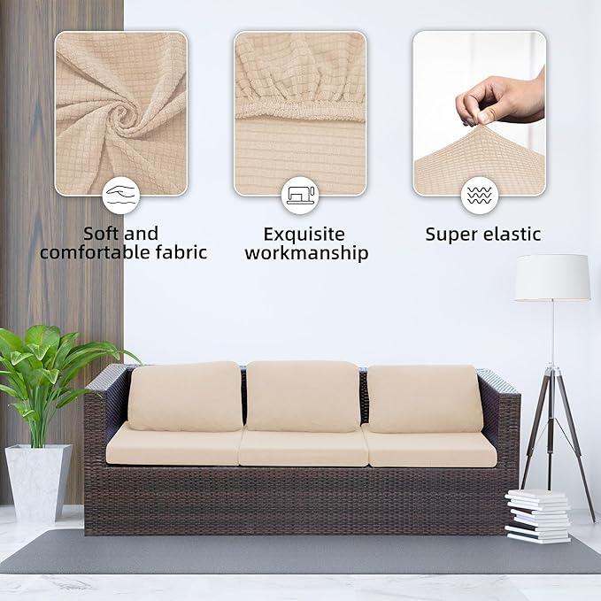 Outdoor Cushion Covers Set,8PCS Patio Furniture Couch Seat Slipcovers, Replacement for Sofa Sectional Chair(Cover，Only)