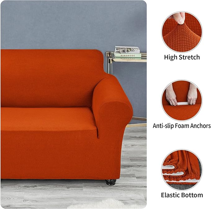Joccun Stretch Chair Couch Cover,1-Piece Sofa Slipcover Spandex Jacquard Fabric Sofa Covers with Elastic Bottom,Furniture Protector for Dogs,Cats,Kids(Armchair,Pureed Pumpkin)