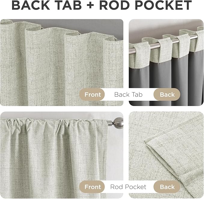 Joydeco Blackout Curtains for Bedroom - 100% Light Blocking 2 Panels Light Beige Drapes 42"W x 84"L, Thermal Insulated Room Darkening Curtains, Linen Textured for Living Room, Rod Pocket & Back Tabs