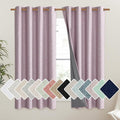 NICETOWN Pink Vintage Linen 100% Blackout Curtains for Living Room, Thermal Insulated Curtains 48" Long, Noise Reducing Window Treatment Drapes for Hall Room, 52" Wide Per Panel, Set of 2