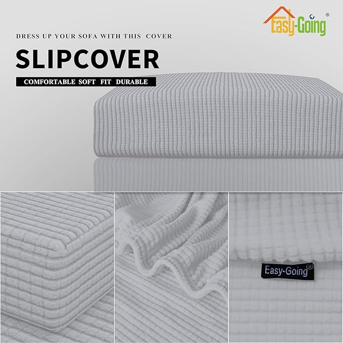 Easy-Going Stretch Cushion Cover Sofa Cushion Furniture Protector Sofa Seat Sofa Slipcover Sofa Cover Soft Flexibility with Elastic Bottom(Oversized Sofa Cushion, Silver Gray)
