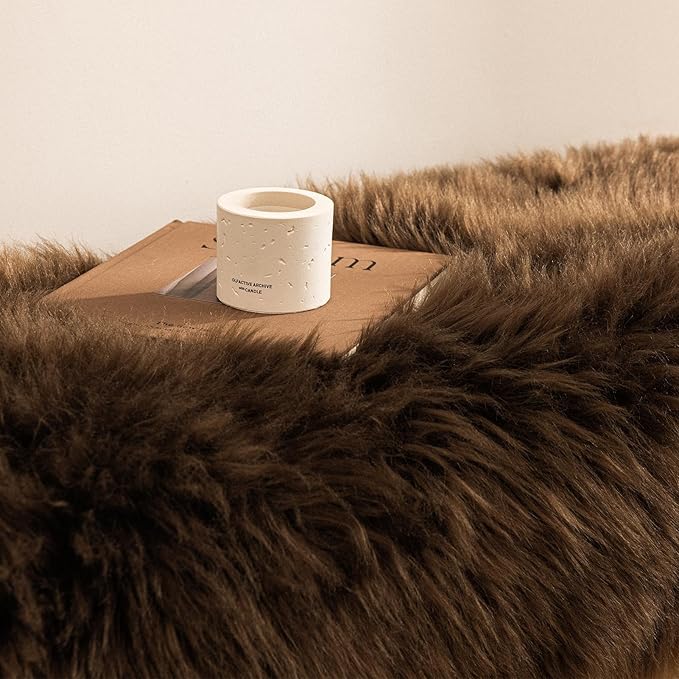 Ashler Faux Fur Rug, Fluffy Shaggy Area Rug Ultra Soft 2 x 6 Feet Sheepskin Fur Rug, Dark Coffee Fuzzy Rug Machine Washable Shag Rug, Nursery Decor Throw Rugs for Bedroom, Kids Room, Living Room