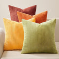 Topfinel Decorative Throw Pillow Covers Cushion Cases, Set of 4 Soft Velvet Modern Double-Sided Designs, Mix and Match for Home Decor, Pillow Inserts Not Included (26x26 inch, Yellow/Orange)