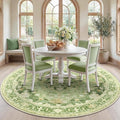 Area Rugs 7ft Washable Non-Slip, Floral Vintage Distress Print Pattern Medallion Carpet for Living Room Bedroom Dining Room, Sage Green Yellow