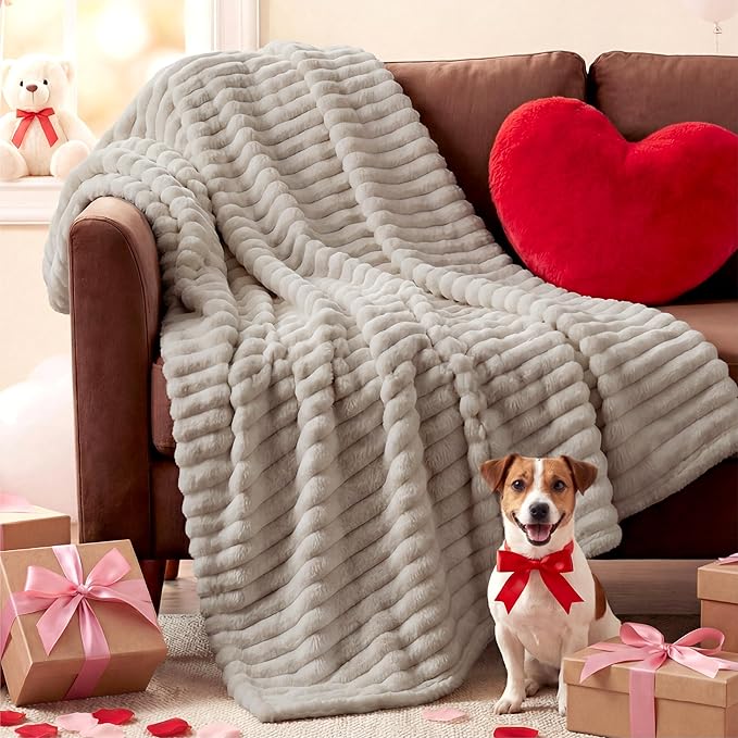 Bedsure GentleSoft Beige Throw Blanket for Couch - Cozy Soft Fleece Blankets for Women, Cute Small Plush Fuzzy Throws for Girls, Birthday Gifts for Women Men Her Him, Room Home Decor, 50x60 Inches