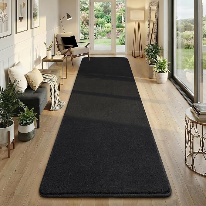 Amearea Modern Soft Hallway Runner Rug, 3x8 Feet Area Rug Runners for Hallways, Washable Runner Rugs, Non Slip Memory Foam Rug Black Runner Rugs Carpet for Entrance Kitchen Kids Room Decor