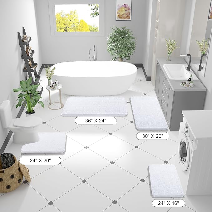 OLANLY Bathroom Rugs 50x30, Extra Soft Absorbent Chenille Bath Rugs, Rubber - Image 2