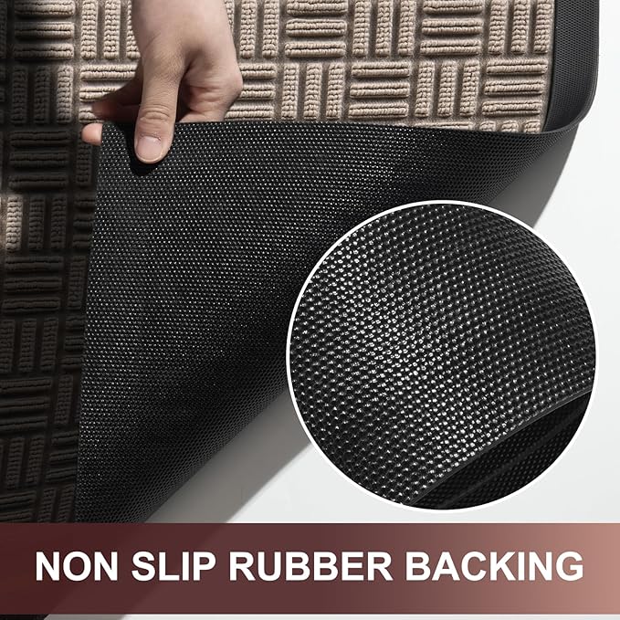 Mibao Front Door Mat, Heavy Duty Durable Welcome Mat for Outdoor Indoor, Dirt Trapper Waterproof Super Absorbent Door Mat for Entryway Outside Patio Porch, 29.5" x 17", Beige
