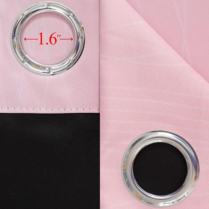 Pink and Grey Blackout Curtains 84 inch Length,Ombre Full Room Darkening Window Curtains for Living Room,Grommet Thermal Insulated Drapes,Light Blocking Curtains for Girls Bedroom,52x84 Inch, 2 Panels
