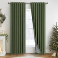 Ptialk Elegant Blackout Curtains for Living Room Eclectic Moody Dark Olive Green Linen Curtains 72 Inch Length 2 Panels Set Long Drapes for Closet Cover Back Tab Rod Pocket Hunter Green 52x72