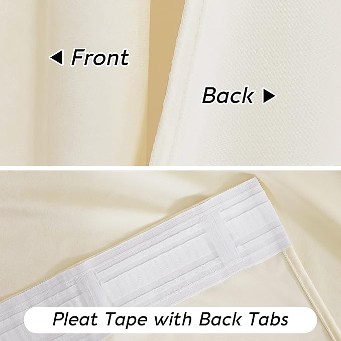 RYB HOME Cream Velvet Curtains 84 inch, Light Dimming White Window Curtains for Living Room Thermal Insulated Privacy Backdrop with Pleat Tape on Top for Bedroom, Ivory, W52 x L84 inch, 2 Panels