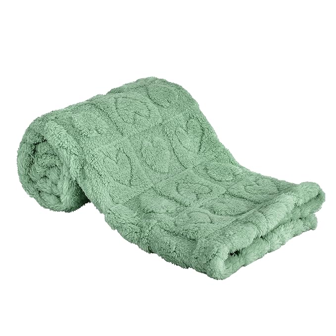 Yurhap Fleece Baby Blanket Heart Checkered, Ultra Soft Cozy Baby Blankets for Boys Girls, Fluffy Infant Toddler Newborn Receiving Gifts for Crib Stroller 30"x40" (Sage Green)