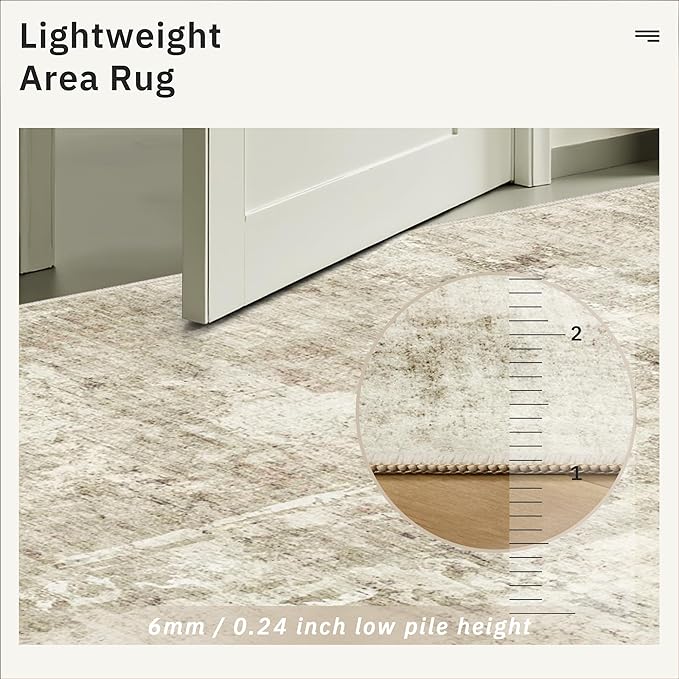 3x5 Rug, Small Area Rug for Kitchen, Entryway, Machine Washable Non-Slip Throw Rug, Vintage Carpet for Nursery Coffee Table Beige/Gray