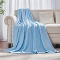JIAHANNHA Flannel Fleece Ice Blue Blanket Throw Size(50 by 60 Inches),Light Blue Throw Blanket for Couch Sofa Bed,Super Soft Plush Cozy and Lightweight Warm Bed Blanket for All Season
