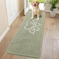 Smiry Dog Door Mat for Muddy Paws, Absorbent Dirt Trapper Non Slip Quick Dry Washable Chenille Mat for Mud Dogs, Entry Rug for Indoor and Outdoor (70x24 Inches, Sage Green and White)