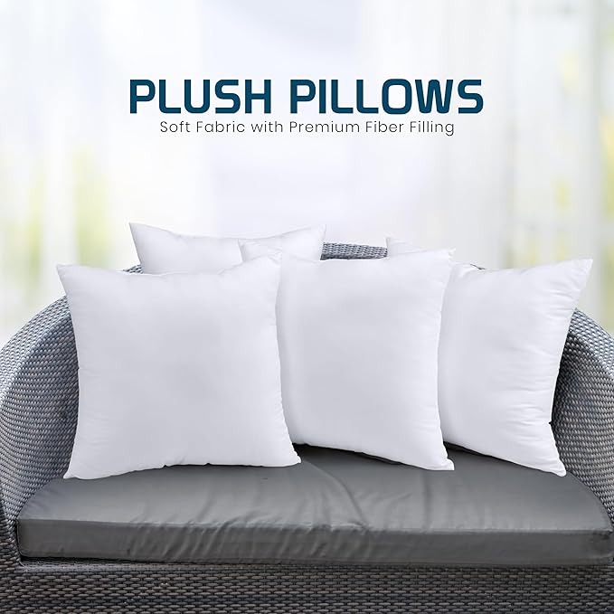 Utopia Bedding Throw Pillows (Set of 4, White) – 14 x 14 Inches Down Alternative Pillows for Bed, Sofa, and Couch - Fluffy Decorative Stuffer Pillow for Indoors & Outdoors