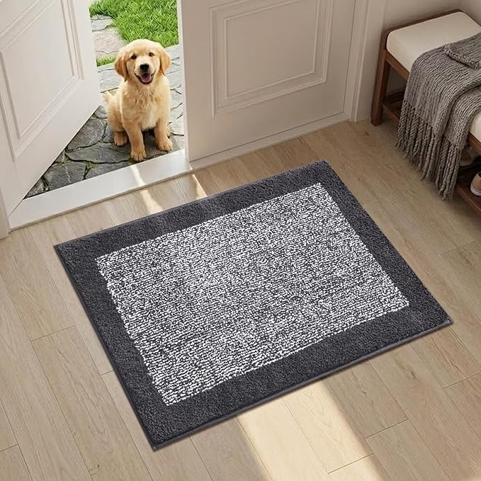 Bathroom Rugs 24x17 Non Slip Washable, Dark Grey Bath Mat for Bathroom Floor Tub, Soft Absorbent Quick Dry Mats for Shower, Bathtub,Home Decor