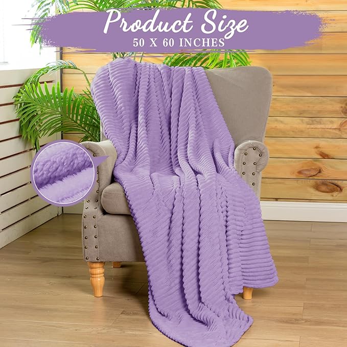 Buryeah 6 Pcs Flannel Throw Blanket Bulk 50 x 60 in Sleepover Blanket Outdoor Wedding Throw Lightweight, Oeko-tex Standard 100 Certified for Sofa Homeless Gifts (Pale Purple)