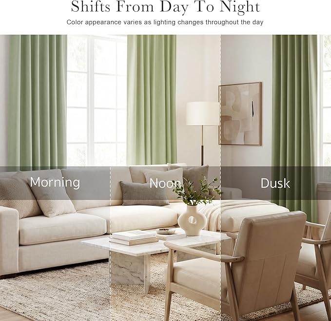 PONY DANCE Short Blackout Curtains - Window Curtain Treatments Light Blocking Drapes Back Tab/Rod Pocket Short Drapes Panels for Bedroom & Kitchen, 42 W x 45 L, Meadow Green, 1 Pair
