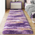 Soft Runner Rugs for Bedroom Hallways, 2x5 Abstract Purple Fluffy Shag Throw Area Rug Non Slip for Bedside Dorm, Long Shaggy Furry Carpet for Nursery Living Room