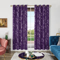 Deconovo Blackout Curtains, Purple Curtain, Thermal Insulated Soundproof Grommet Drapes, Silver Tree Foil Print, 52 x 95 Inch, 2 Panels, Machine Washable Window Panel for Living Room Bedroom Office