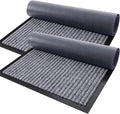 OLANLY Front Door Mat Indoor Outdoor Entrance, 2-Pack 29.5 x 17 Inch, Waterproof Heavy Duty Doormat, Fade Resistant, Low Profile, Easy Clean Patio Porch Welcome Floor Mats for Entry, Light Gray