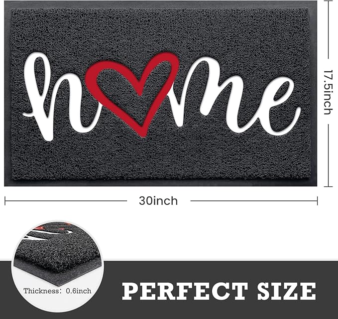 CozyBounty Black Door Mat Welcome Mats Home Non-Slip Doormat for Entryway Low-Profile Floor Mat for Yard, Garage, High Traffic Areas (30"x17.5", Black)