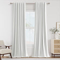 Guken White 100% Blackout Linen Curtains 42 Inch Wide by 102 Inch 2 Panels Set for Living Room Bedroom Back Tab Thermal Insulated Black Out Linen Drapes Room Darkening Window Curtains
