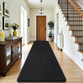 Amearea Modern Soft Hallway Runner Rug, 2x10 Feet Washable Long Runner Rugs for Hallway, Black Fluffy Bedroom Rugs, Indoor Non Slip Memory Foam Rug Carpet for Entrance Kitchen Living Room Home Decor