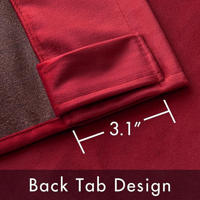 MIULEE Velvet Curtains 108 inches Long - Luxury Blackout Curtains for Bedroom Living Room Thermal Insulated Super Soft Window Drapes Rod Pocket & Back Tab Christmas Decor, Red, 2 Panels