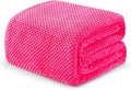 Exclusivo Mezcla Fleece Bed Blanket Queen Size, Super Soft and Warm Blankets for Couch, Sofa and Bed Waffle Textured, Cozy, Fuzzy and Lightweight (Hot Pink, 90x90 Inches)