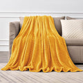 BEDELITE Fleece Throw Blanket for Couch – 3D Ribbed Jacquard Soft and Warm Decorative Fuzzy Blanket – Cozy, Fluffy, Plush Lightweight Mustard Yellow Throw Blankets for Bed, Sofa, 50x70 inches