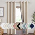 NICETOWN Cream 100% Blackout Linen Curtains 90 inch Long Burg for Living Room, 1 Pair, 42" Width Each Panel, Farmhouse Thick Completely Blackout Window Treatment Thermal Insulated Drapes