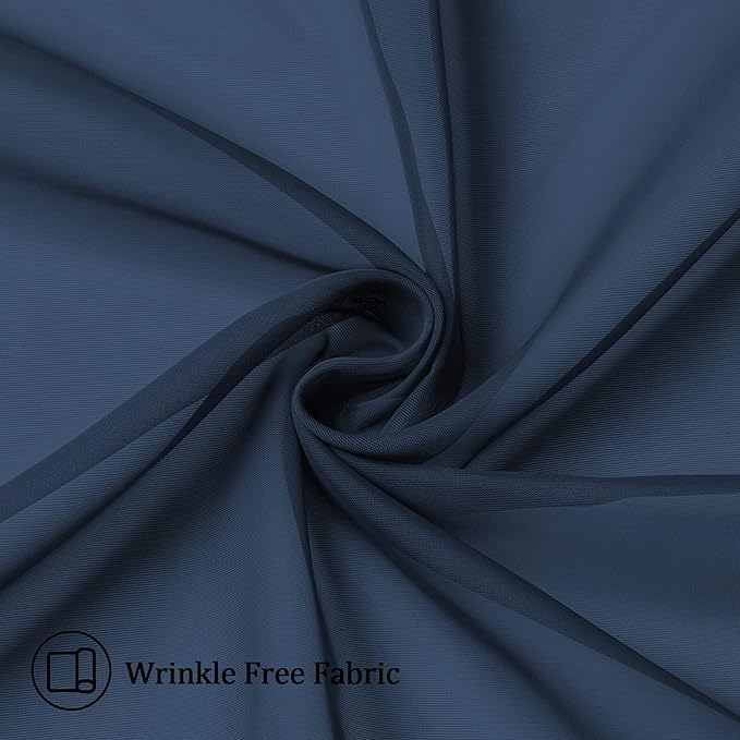 Aiyufeng 2 Panels Navy Blue Sheer Valance 14 Inches Long, Short Sheer Curtain Valances for Small Windows Semi Sheer Navy Valances for Kitchen Window, Dual Rod Pocket (Navy Blue, 40 by 14 Inches Long)