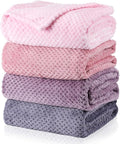 Newwiee 4 Pcs Flanne Fleece Throw Blanket for Bed Couch Large 3D Waffle Textured Soft Blanket Winter Warm Lightweight No Shedding No Pilling Decorative Throw, 50x60 Inch(Gradient Purple)