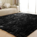 ORINOVA Washable Area Rugs 9x12 Living Room Large Black Faux Sheepskin Shaggy Fur Rug for Nursery Fluffy Rug for Bedroom Rectangle