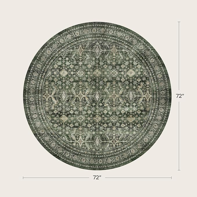 Lofus 6ft Area Rugs for Living Room, Green Washable Area Rug with Non-Slip Backing,Soft Boho Carpets for Bedroom Dining Room Home Office Indoor Nursery