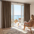 RYB HOME Coffee 100% Blackout Linen Curtains 78 inch Long, Thermal Insulated & Privacy Assurd Home Decor Drapes for Bedroom/Office/Nursery, Rod Pocket & Back Tab Window Treatment, W52 X L78, 2 Panels