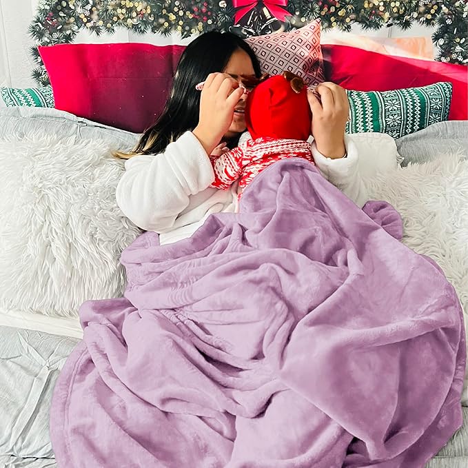 Bedsure GentleSoft Fleece Throw XL Blanket Light Purple - 300GSM Soft Lightweight Plush Cozy Blankets for Bed, Sofa, Couch, Travel, Camping, 50x70 inches