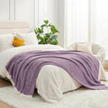 Snuggle Sac Super Soft Purple Blanket Reversible Twin Size for Bed and Sofa, Warm Cozy Knit Blankets Fuzzy Plush, Heather Purple, 60x80 inches