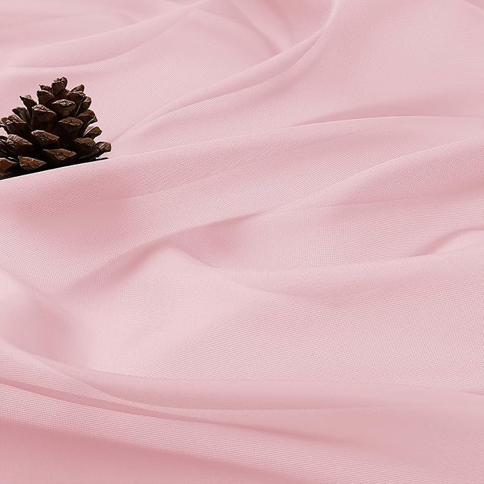 OVZME Blush Pink Sheer Curtains 72 Inches Long 2 Panels Set, Light Filtering Sheer Curtains for Living Room Bedroom 59 Inch Extra Wide, Modern Voile Filmy Rod Pocket Window Drapes, 59Wx72L Inches