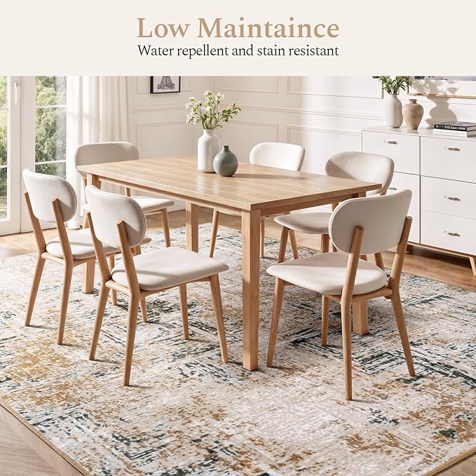 Rugflix 8x10 Washable Area Rugs, Neutral Boho Carpet Living Room Rug Non Slip Stain Resistant, Large Area Rug for Indoor Bedroom Dining Room Office, Brown