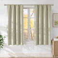 NICETOWN Beige Faux Linen Room Darkening Rod Pocket Curtains 63 inch Length, W42 x L63, Light Blocking Thermal Insulated Noise Reducing Drapes for Bedroom Living Room Farmhouse Decor, 2 Panels
