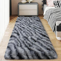 Soft Runner Rugs for Bedroom Hallways, 2x6 Black and White Fluffy Shag Throw Area Rug Non Slip for Bedside Dorm, Long Shaggy Furry Carpet for Nursery Living Room